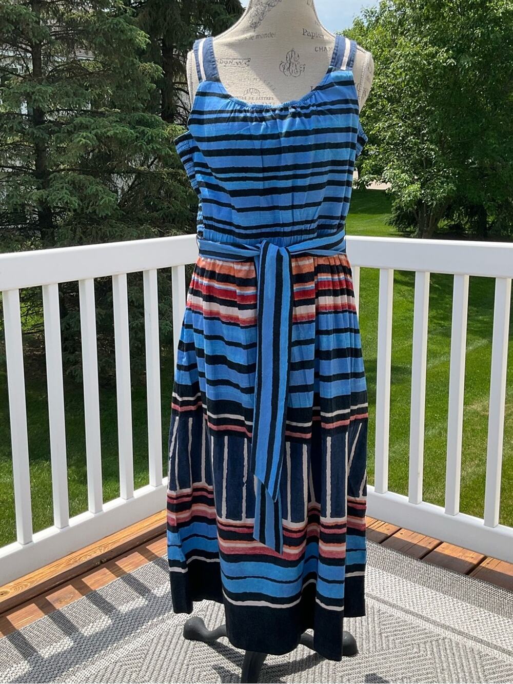 Nic+Zoe Womenโs Painted Peninsula Sophie Dress with Waist Tie Size XL NWT